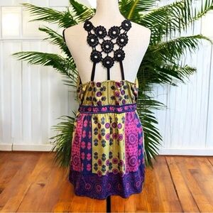 Hale Bob Boho Silk Blend Halter Top – Size L